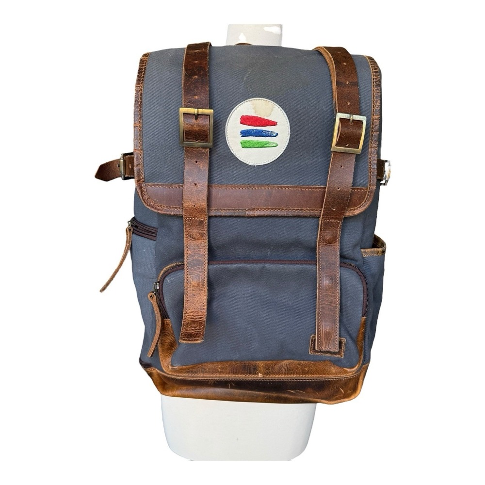 Kodiak Leather Co. The Bucket List Backpack Large Hiking Camping Bag Navy Blue